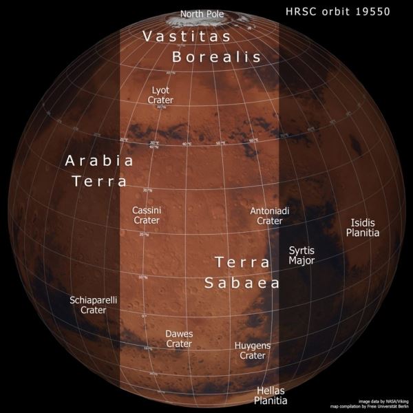 «Срез» Красной планеты от миссии Mars Express